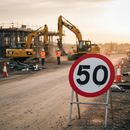 Premium Temporary 50mph Speed Limit Sign - Quick Fit Format for Road Works with Reflective Surface