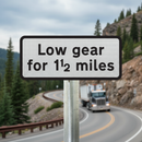 Professional Low Gear Supplementary Plate for Steep Gradient Signage - Adjustable Text Size for Enhanced Road Safety