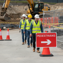 Premium Pedestrians Arrow Right Cone Sign - 600x450mm for Traffic Control with Tear Resistant Sleeve