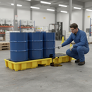 Premium 4 Drum In-Line Spill Pallet - Yellow for Safe Storage