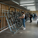 Premium Semi-Vertical Cycle Rack for Space Saving Storage - Ideal for Commercial Use with Secure Locking Points and BREEAM Compliance