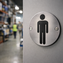 Gentlemen Restroom Door Sign – Brushed Aluminium – Prestigious Environments