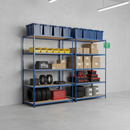 Heavy Duty Industrial Shelving - 2440mm High - 200kg Load Capacity - Chipboard - Blue Finish