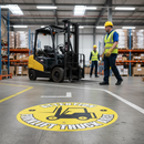 Premium Self-Adhesive Floor Sign for Forklift Truck Area - High Visibility, Slip Resistant, Durable Warning Sign, 430mm Diameter