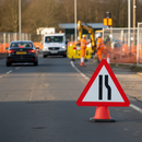 Premium Road Narrows Right Cone Sign - Compact, Scratch Resistant with Reinforced Sleeve for Easy Deployment