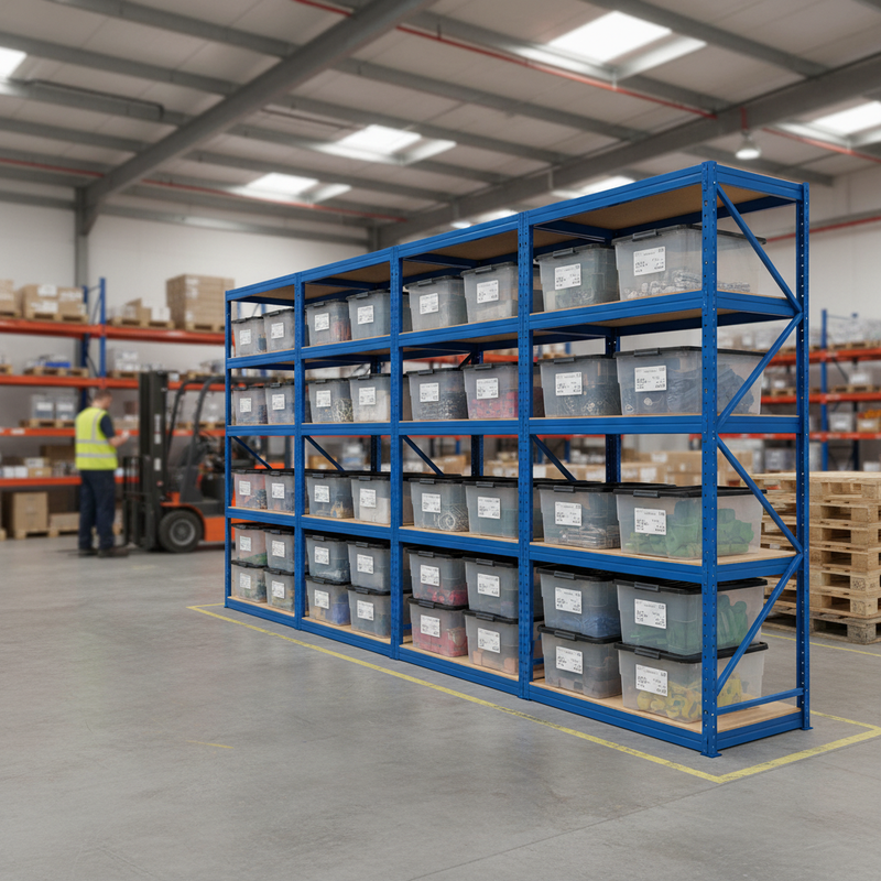 Premium Shelving Units with Storage Boxes - 1800mm High - Blue