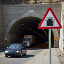Premium Tunnel Ahead Post Mounted Warning Sign - Essential Safety Alert for Drivers with Size Options from 450mm to 1500mm