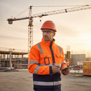 Premium Hi-Vis Jacket with Ergonomic Fit and Multiple Pockets in Orange/Navy Blue