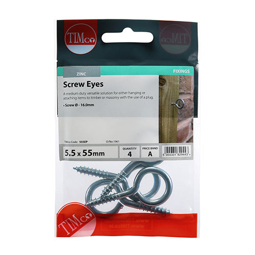 Screw Eyes - Zinc - 55mm