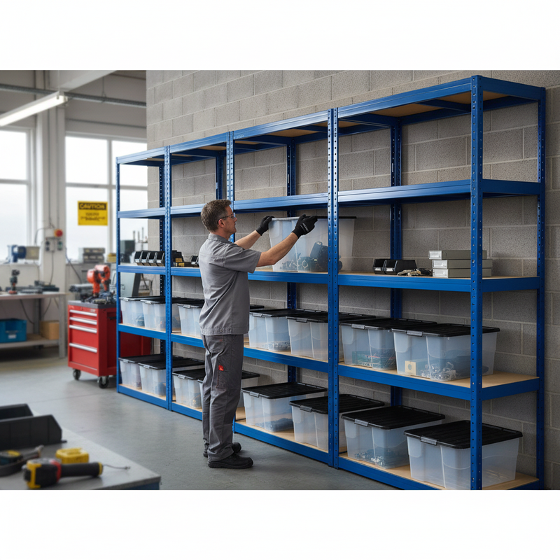 Heavy Duty 3x Shelving Units - 1800mm High with 8x 24L Plastic Storage Boxes