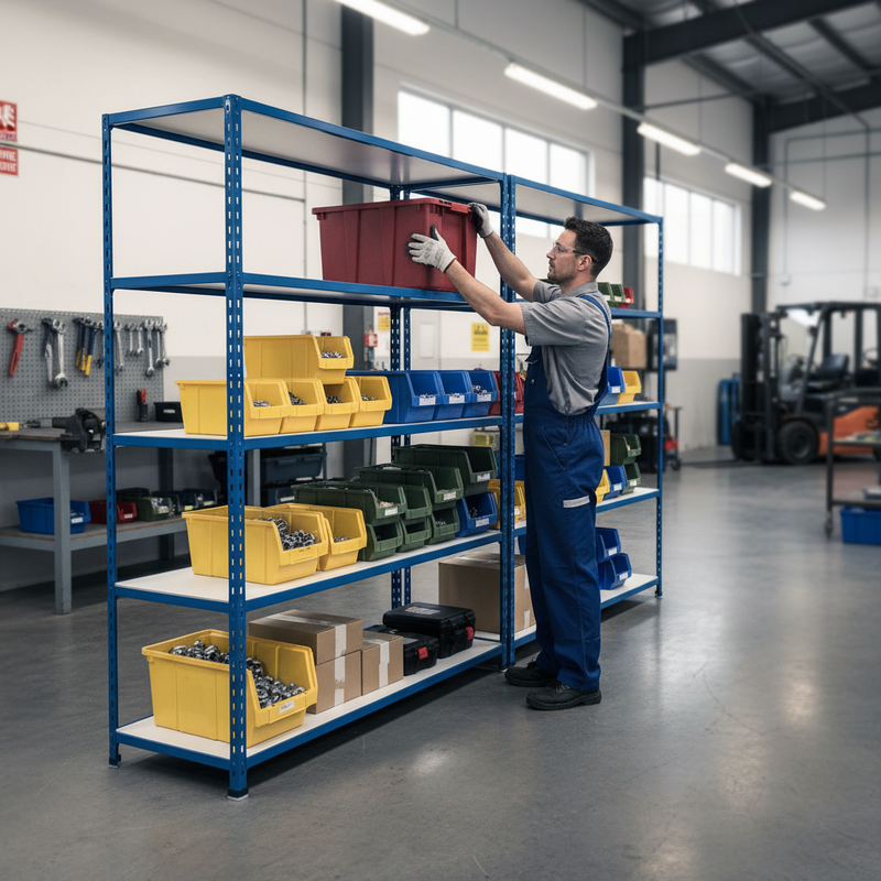 Premium Industrial Shelving Unit - 2440mm High - 200kg Capacity - Melamine - Blue Finish