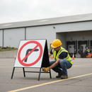 Professional No Right Turn Symbol Road Sign - Heavy Duty Metal Construction, 750mm Square, Engineer Grade Reflective Face