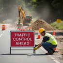 Premium Traffic Control Ahead Sign - Heavy Duty Zintec Metal Sign 1050x750mm for Road Safety