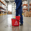 Premium 15 Litre Mop Bucket with High Profile Wringer and Wet Floor Sign - High-Quality Professional Grade for Industrial and Commercial Applications