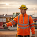 Premium Hi-Vis Orange Interactive Fleece Jacket with Reflective Tape and Windbreaker Lining for Comfort and Warmth