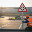 Premium Roundabout Ahead Warning Sign - 600mm Size for Road Safety, Compliant with Traffic Guidelines