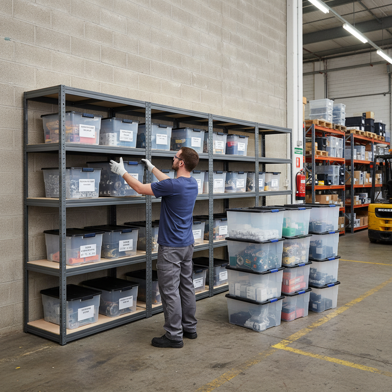 Premium 4x Shelving Units - 1800mm High - Grey with 12x 24L Plastic Storage Boxes