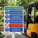 Forklift Parking Safety Sign – 450mm x 600mm – Rigid Plastic – Indoor/Outdoor Use