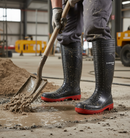 Premium Heavy Duty Ribbed Full Safety Wellingtons with Toecap and Midsole Protection, 100% Waterproof and Oil Resistant Outsole