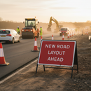 Professional Heavy Duty New Road Layout Ahead Sign - 1050x750mm with Engineer Grade Retroreflective Face