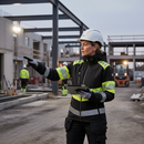 Premium Women's Softshell Jacket with Hi-Vis Yellow Accents, Windproof and Waterproof Design, and Detachable Hood for Ultimate Comfort