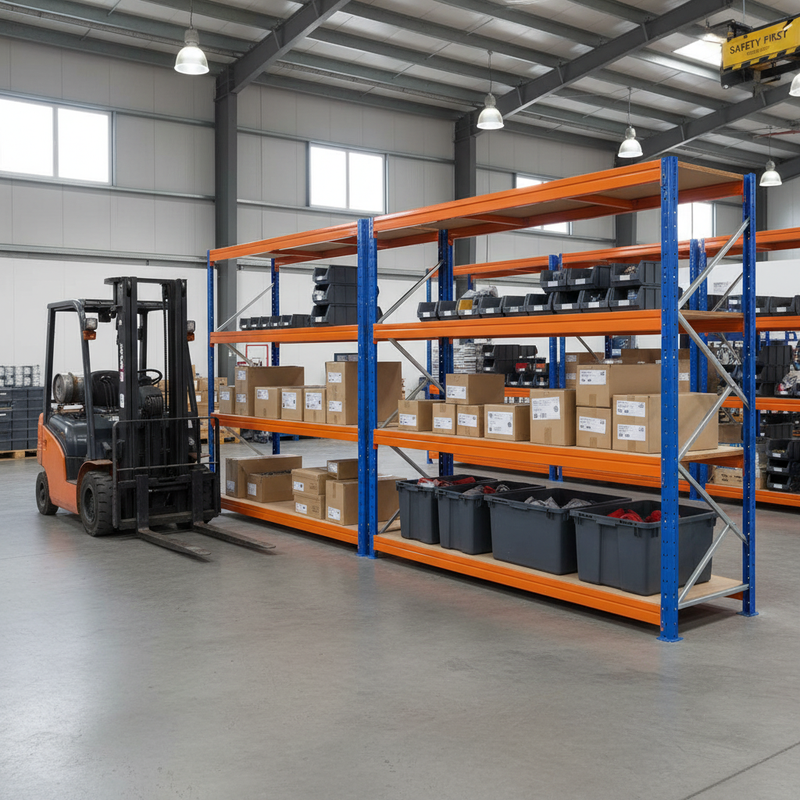 Heavy Duty Industrial Shelving - 1770mm High - 600kg Capacity - Blue & Orange