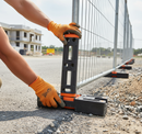 Premium Heavy Duty Fence Feet with Bright Orange End Caps for Stability and Safety - 14kg Recycled Rubber Blocks