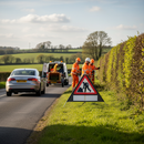 Premium Heavy Duty Hedge Cutting Roll-Up Sign with PVC Face and Galvanized Steel Frame for Safety and Visibility