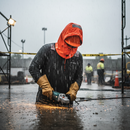 Premium Hi-Vis Waterproof Helmet Hood with Breathable Fabric and Taped Seams for Enhanced Visibility and Comfort