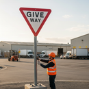 Premium Post Mounted Give Way Sign with Reflective Composite Face for Traffic Management in Airports and Car Parks