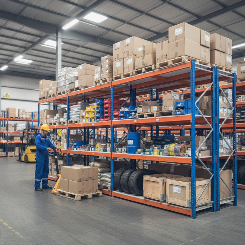 Heavy Duty Industrial Shelving - 2440mm High - 400kg Capacity - Melamine - Blue & Orange