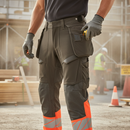 Heavy Duty Safe Trousers with Holster Pockets - Dark Anthracite/Hi-Vis Red