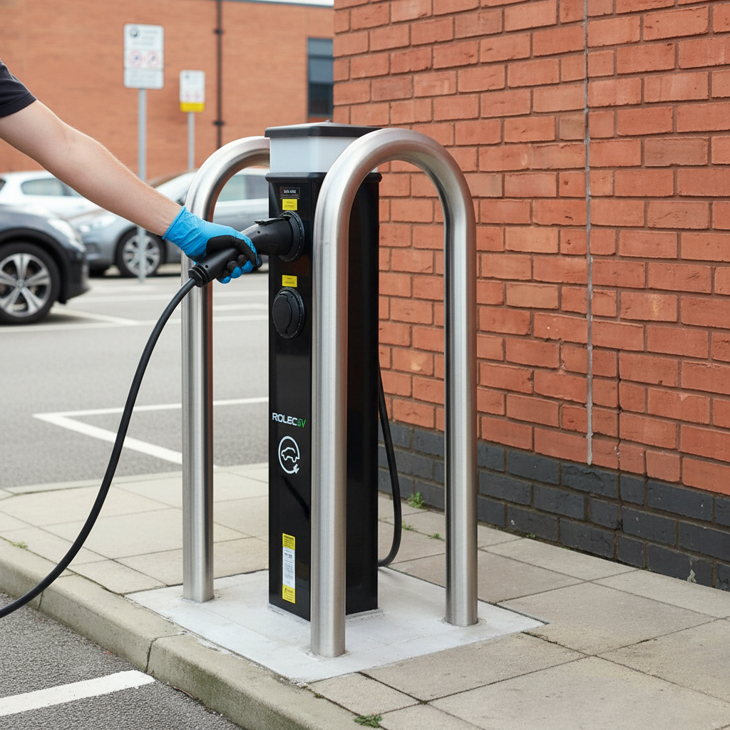 Premium Heavy Duty EV Point Protector - Stainless Steel Post Shield fo