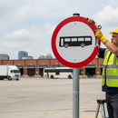 Professional No Buses Prohibited Post Mount Sign - High-Visibility Design for Road Safety and Local Traffic Management