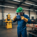 Premium Machinery Helmet with Ear Defenders and Full Face Visor - Green