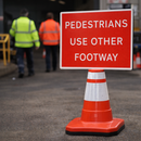 Pedestrians Use Other Footway Pedestrian Cone Sign – 600mm x 450mm – Reflective Polypropylene – Traffic Control