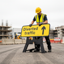 Premium Diverted Traffic Arrow Up Sign 1050x450mm with Reflective Face and Durable Stand for Effective Traffic Management