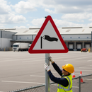 Premium Side Winds Post Mounted Warning Sign - 600mm to 1500mm Sizes for Road Safety