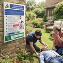 Electric Shock Emergency Action Wall Panel – 450mm x 600mm – Rigid Plastic – Indoor/Outdoor Use