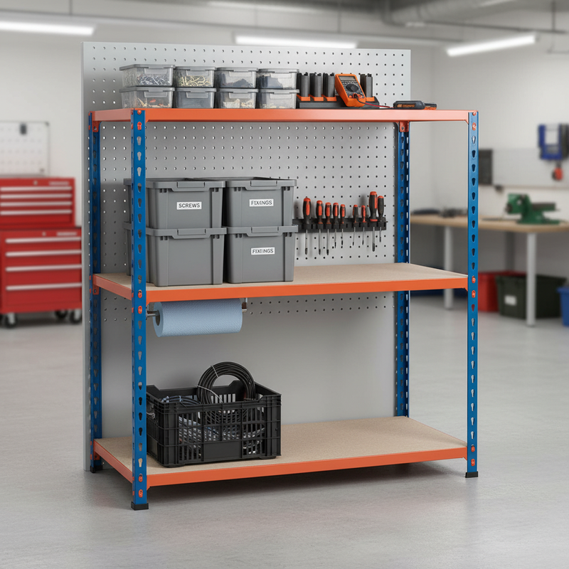 Heavy Duty Workbench - 915mm High - 200kg Capacity - Chipboard - Blue/Orange