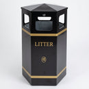 Hexagonal Steel Litter Bin, 100 Litre, Five Apertures (view 2)