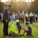 Professional High-Visibility Waistcoat with Reflective Bands and Velcro Fastening - Pre-Printed 'FIRST AIDER' in Saturn Yellow, Sizes M to XXXL
