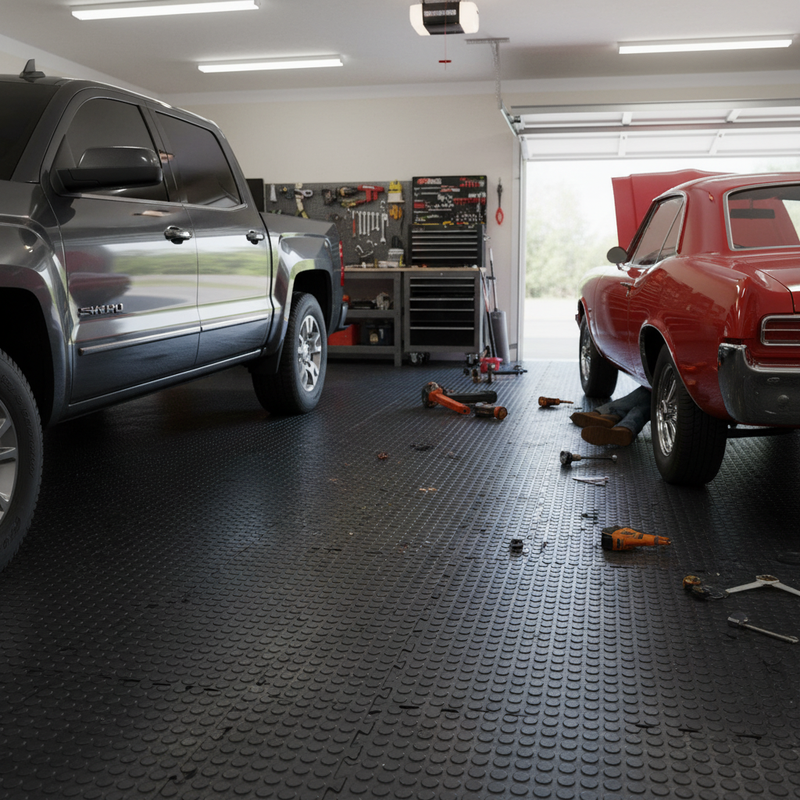 Premium Garage Floor Tiles - Coin Pattern for Heavy Duty Use