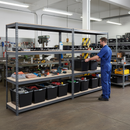 Heavy Duty Shelving with 12x 62L Storage Boxes - 1600mm High - Grey