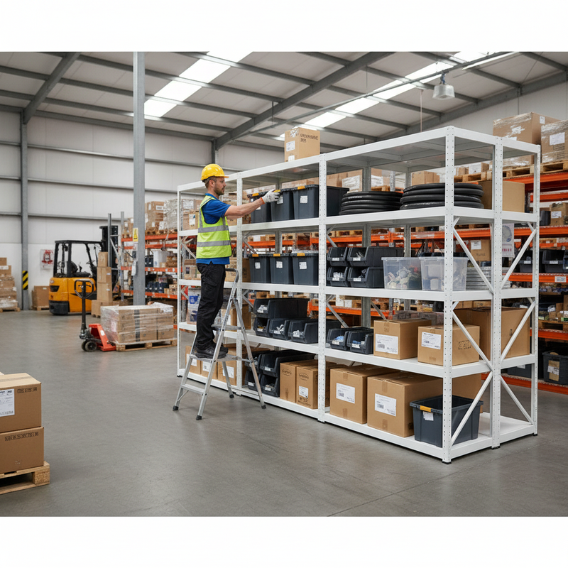 Heavy Duty Metal Shelving Unit - 1800mm High - 90/130kg Capacity - White