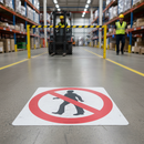 Premium No Pedestrians Floor Sign - Self-Adhesive, Slip Resistant, Durable, High Visibility with Exceptional Adhesive Strength