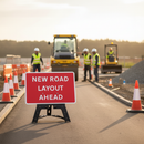 Premium Temporary Road Layout Ahead Sign 1050x750mm with Reflective Face and Easy Deployment Features