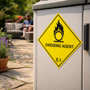 Oxidising Agent Hazard Warning Diamond – 1mm Rigid Plastic – Indoor/Outdoor Use