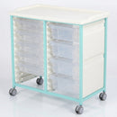 Steel Double Column Tray Trolley – 5 Small & 4 Deep Drawers (view 2)