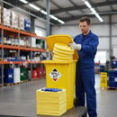 360 Litre Heavy Duty Spill Kit in Yellow Wheelie Bin for Chemical Cleanup